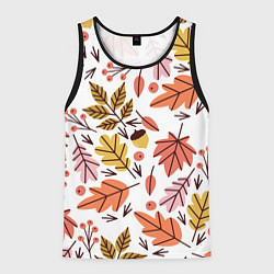 Майка-безрукавка мужская Осенний паттерн - листья, цвет: 3D-черный