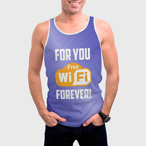 Мужская майка без рукавов Бесплатный Wi-Fi навсегда / 3D-Белый – фото 3