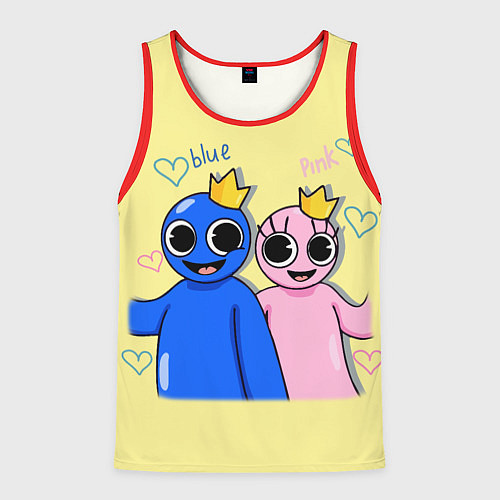 Мужская майка без рукавов Радужные друзья: Синий и Розовая / 3D-Красный – фото 1