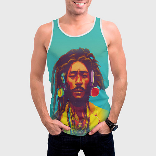 Мужская майка без рукавов В стиле Боба Марли и регги / 3D-Белый – фото 3