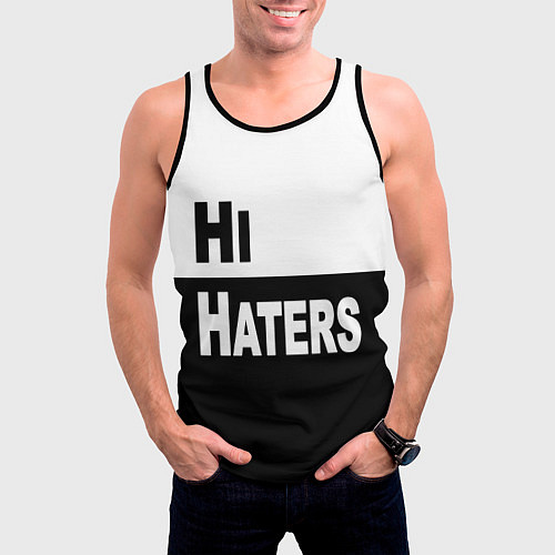 Мужская майка без рукавов Hi haters - Bye haters / 3D-Черный – фото 3