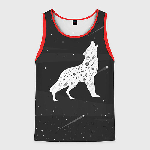 Мужская майка без рукавов Созвездие волка - волк из звезд / 3D-Красный – фото 1