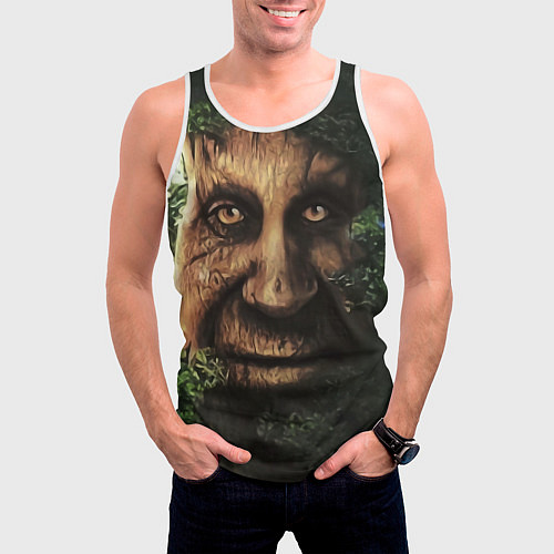 Мужская майка без рукавов Дерево с лицом мем Мудрое дерево / 3D-Белый – фото 3