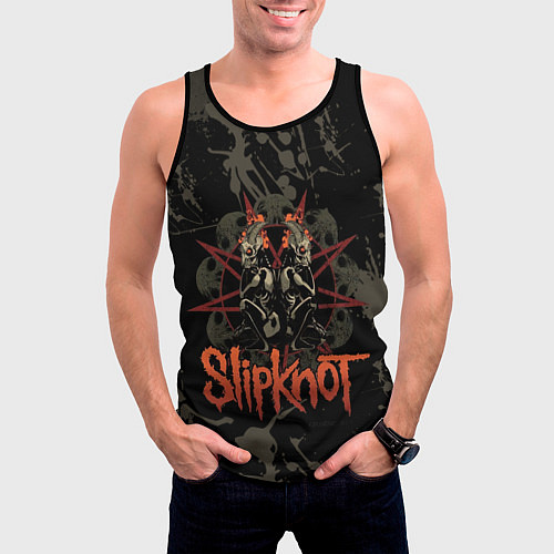 Мужская майка без рукавов Slipknot dark satan / 3D-Черный – фото 3