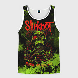 Майка-безрукавка мужская Slipknot green череп, цвет: 3D-белый
