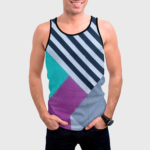 Мужская майка без рукавов Разнообразные абстрактные паттерны / 3D-Черный – фото 3