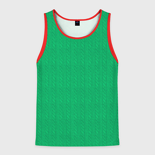 Мужская майка без рукавов Зеленый вязаный свитер / 3D-Красный – фото 1