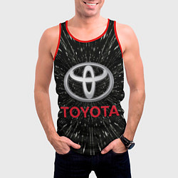 Майка-безрукавка мужская Тойота, эмблема, автомобильная тема, цвет: 3D-красный — фото 2