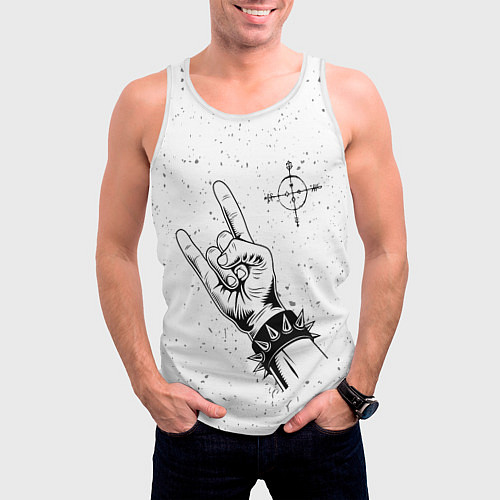 Мужская майка без рукавов Megadeth и рок символ / 3D-Белый – фото 3