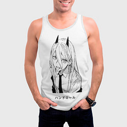 Майка-безрукавка мужская Пауэр с язычком - Человек бензопила, цвет: 3D-белый — фото 2