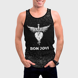 Майка-безрукавка мужская Bon Jovi с потертостями на темном фоне, цвет: 3D-черный — фото 2