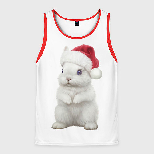 Мужская майка без рукавов Рождественский крольчонок / 3D-Красный – фото 1
