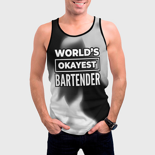 Мужская майка без рукавов Worlds okayest bartender - dark / 3D-Черный – фото 3