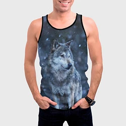 Майка-безрукавка мужская Лесной волк, цвет: 3D-черный — фото 2