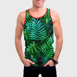 Майка-безрукавка мужская Тропические растения - текстура, цвет: 3D-красный — фото 2