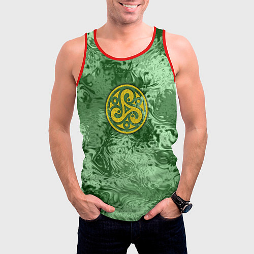 Мужская майка без рукавов Символ друидов трискелион / 3D-Красный – фото 3