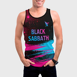 Майка-безрукавка мужская Black Sabbath - neon gradient: символ сверху, цвет: 3D-черный — фото 2