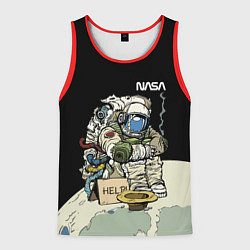 Майка-безрукавка мужская NASA - Help! Astronaut - Joke, цвет: 3D-красный