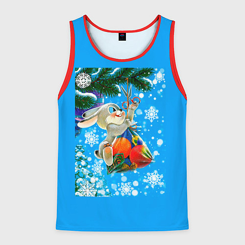 Мужская майка без рукавов Новогодний подарок для зайки / 3D-Красный – фото 1