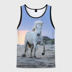 Майка-безрукавка мужская Белый конь, цвет: 3D-черный