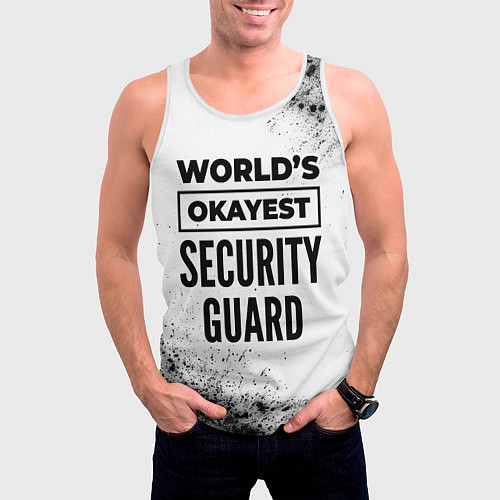 Мужская майка без рукавов Worlds okayest security guard - white / 3D-Белый – фото 3