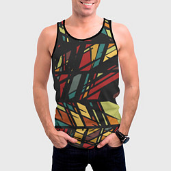 Майка-безрукавка мужская Абстракция в разноцветных линиях, цвет: 3D-черный — фото 2