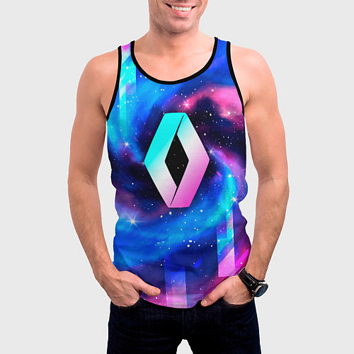 Мужская майка без рукавов Renault неоновый космос / 3D-Черный – фото 3