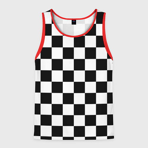 Мужская майка без рукавов Шахматные клетки - текстура / 3D-Красный – фото 1