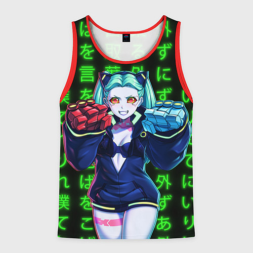 Мужская майка без рукавов Неоновые иероглифы - Rebecca / 3D-Красный – фото 1