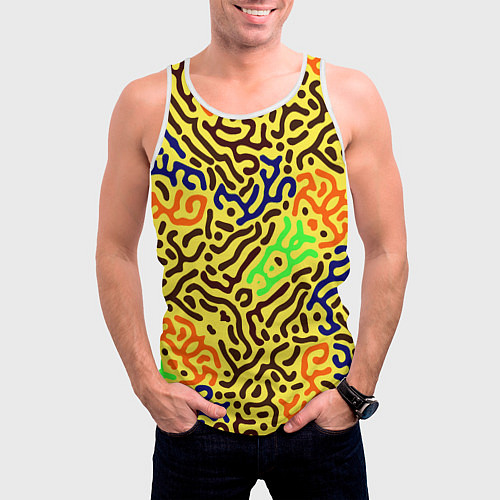 Мужская майка без рукавов Абстрактные кислотные полосы / 3D-Белый – фото 3