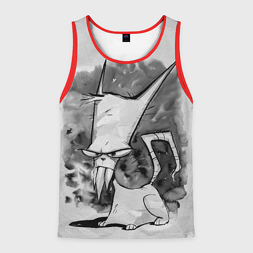 Мужская майка без рукавов Кот зловред - червяк джим / 3D-Красный – фото 1