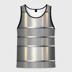 Майка-безрукавка мужская Металлические полосы - текстура алюминия, цвет: 3D-черный