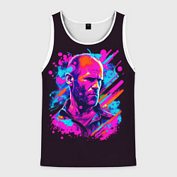 Майка-безрукавка мужская Jason Statham - pop art, цвет: 3D-белый