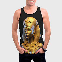Майка-безрукавка мужская Нейросеть - золотая египетская богиня, цвет: 3D-черный — фото 2
