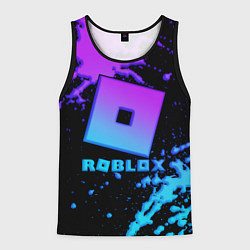 Майка-безрукавка мужская Roblox logo neon gradient, цвет: 3D-черный