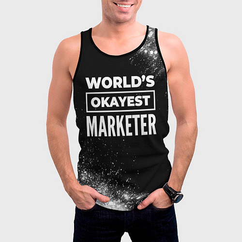 Мужская майка без рукавов Worlds okayest marketer - dark / 3D-Черный – фото 3