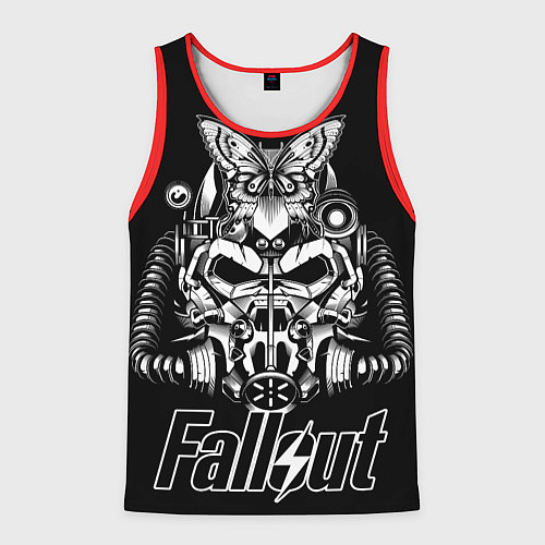 Мужская майка без рукавов Fallout helmet / 3D-Красный – фото 1