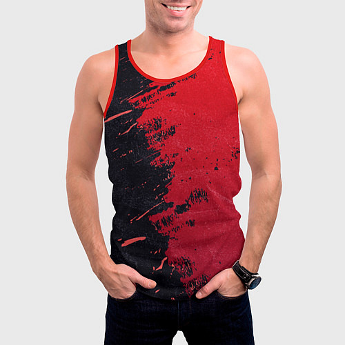 Мужская майка без рукавов Черное и красное / 3D-Красный – фото 3