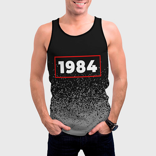 Мужская майка без рукавов 1984 - в красной рамке на темном / 3D-Черный – фото 3