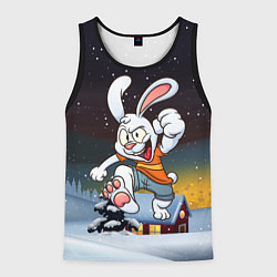 Майка-безрукавка мужская Счастливый заяц 2023, цвет: 3D-черный