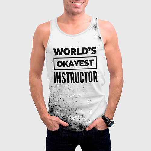Мужская майка без рукавов Worlds okayest instructor - white / 3D-Белый – фото 3