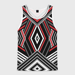 Майка-безрукавка мужская Геометрический узор с серыми черными и красными по, цвет: 3D-белый