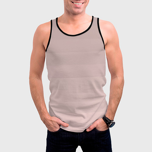 Мужская майка без рукавов Монохромный полосатый розовато-бежевый / 3D-Черный – фото 3