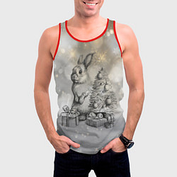 Майка-безрукавка мужская Кролик карандошом, цвет: 3D-красный — фото 2