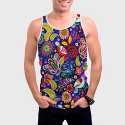 Майка-безрукавка мужская Multicolored floral patterns, цвет: 3D-белый — фото 2