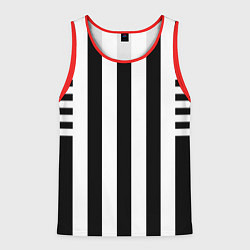 Майка-безрукавка мужская Черно белый узор в полоску, цвет: 3D-красный