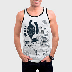 Майка-безрукавка мужская Любопытные кошки, цвет: 3D-черный — фото 2