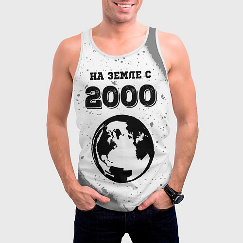 Мужская майка без рукавов На Земле с 2000: краска на светлом / 3D-Белый – фото 3