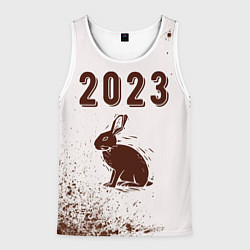 Майка-безрукавка мужская 2023 Кролик силуэт на светлом, цвет: 3D-белый