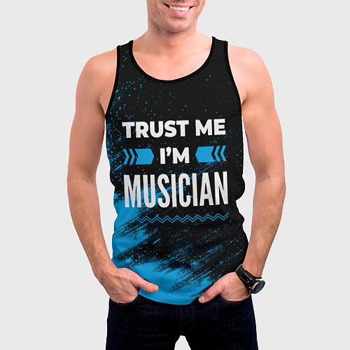 Мужская майка без рукавов Trust me Im musician dark / 3D-Черный – фото 3